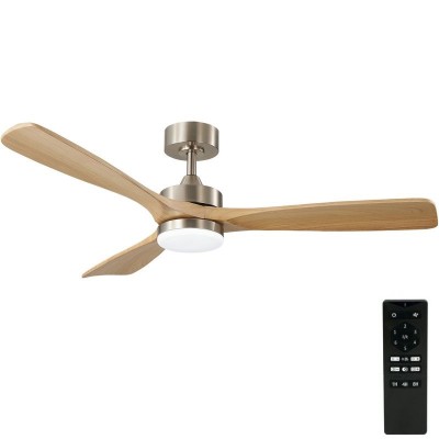 Ανεμιστήρας Οροφής LED CCT 3200lm 35W Με 3 Πτερύγια Remote Control Σατινέ-Δρυς